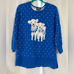 Lands End 1X Plus Lamb Fair Isle Sweater